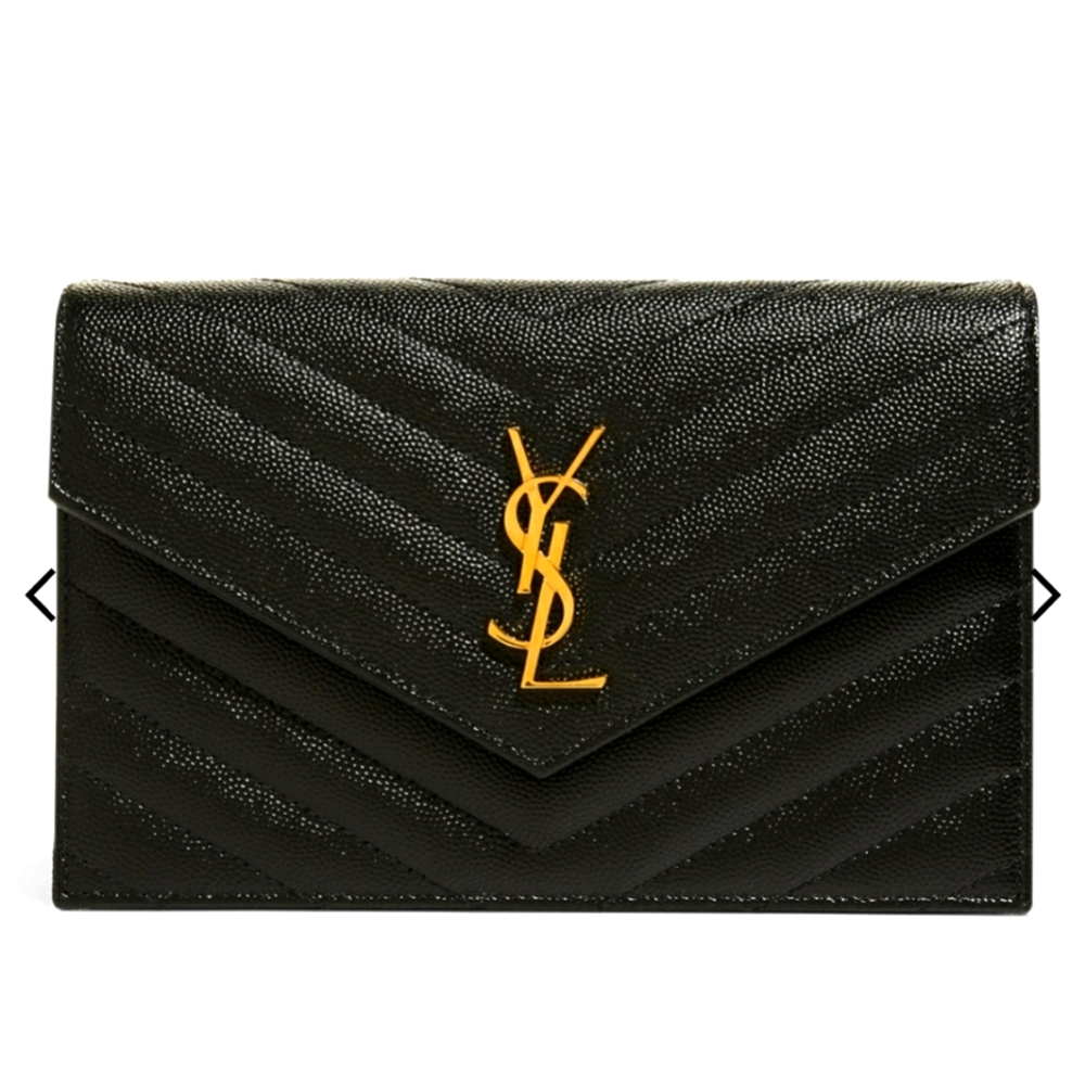 Authentic Saint Laurent Small YSL Envelope Flap Wallet on Chain$1,450